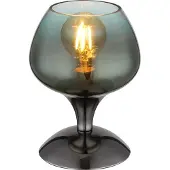 Globo Gunmetal tafellamp Maxy met groen glas Ø 15cm