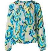Comma Blouse nude / blauw / lichtblauw / geel