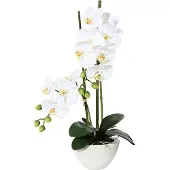 Kopu kunstbloem orchidee 50 cm met cement sierpot phalenopsis