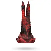 Vuxen Vibrerende Monster Dildo Met Wrede Dubbele Klauw - Zwart-Rood