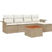 vidaXL Tuinbank Set 6 st Beige en Crème poly rattan
