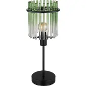 Globo Zwarte tafellamp Gorley met groen glas Ø 15cm