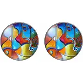 Charme Bijoux Clip Oorbellen- Rivka blauw rood 2 cm