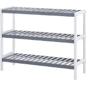 Songmics Schoenenrek met 3 niveaus, Wit + Grijs