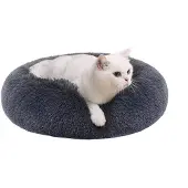 Songmics Wasbaar donutvormig hondenbed met zacht pluche, Donkergrijs / S (50 x 50 cm)