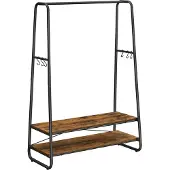 Vasagle Kledingrek met 2 planken en 6 haken, Vintagebruin + zwart / 100B cm
