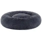 Feandrea Pluizig hondenbed in de vorm van een donut, Donkergrijs