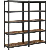 Songmics Zware plank met 5 verstelbare planken, Vintagebruin + zwart / 2