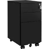 Songmics Rolcontainer met 3 laden, Zwart / 30 x 45 x 60 cm