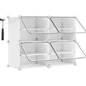 Songmics Schoenenrek – 4 compartimenten – Stalen frame – Zwart