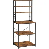 Songmics Keukenplank met planken en haken, vintage bruin-zwart