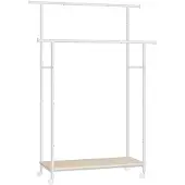 Songmics Kledingrek op wielen, Natuurlijk beige + wolkenwit