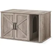 Feandrea Modern kattenhuis met dubbele deur en handige vooringang, Heather Greige