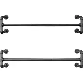 Songmics Kledingroede voor aan de muur in industrieel design, Zwart / 1
