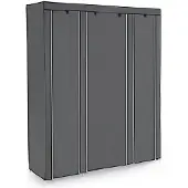 Songmics Kledingkast 12 planken met metalen frame en non-woven stoffen bekleding, Grijs