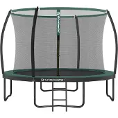 Songmics ronde tuintrampoline met veiligheidsnet, Zwart + Donkergroen / Ø 305 cm