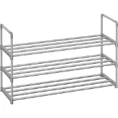 Songmics Metalen schoenenrek met 3 niveaus, Grijs / 3 niveaus (30 x 92 x 55 cm)
