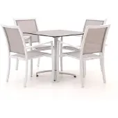 Bellagio + 10% kassakorting | Anzio/Canzo 80cm dining tuinset 5-delig stapelbaar inklapbaar
