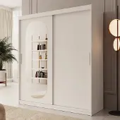 Meubella - Kledingkast Bodhi - Wit - 180 cm - Met spiegel
