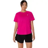 Asics Dames Core SS roze T-shirt (L), Casual, Sportief, Korte mouwen, Gerecycled polyester 2012D170