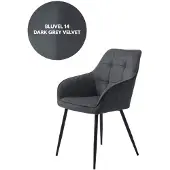 Meubelplaats NOLAN ARMCHAIR SQUARE DARK GREY VELVET - eetkamerstoelen set van 2