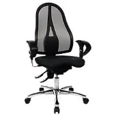 Topstar Sitness 15 Ergonomische stoel Permanent Contact Mesh In hoogte verstelbare armleuning In hoogte verstelbare zitting Zwart 110 kg