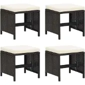 Syfax Tuinkrukken 4 st met kussens poly rattan zwart