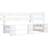 vidaXL Tweezitsbank pallet met kussens wit geïmpregneerd grenenhout
