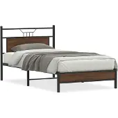 vidaXL Bedframe zonder matras 107x203 cm spaanplaat bruin eikenkleurig