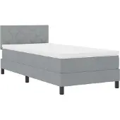 vidaXL Boxspring bed met hoofdeinde Lichtgrijs 100 x 200 cm Stof