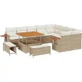 vidaXL Tuinbank Set 13 st 11-Aantal zitplaatsen Beige en Crème