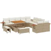 vidaXL Tuinbank Set 17 st 12-Aantal zitplaatsen Beige en Crème