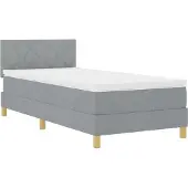 vidaXL LED Box Spring Bed met hoofdeinde Lichtgrijs 90 x 200 cm Stof
