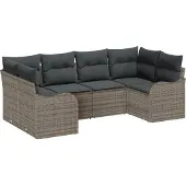 vidaXL Tuinbank Set 6 st Grijs Poly rattan