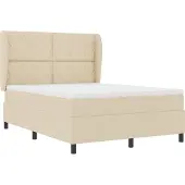 vidaXL Boxspring bed met hoofdeinde Crème 140 x 190 cm Stof