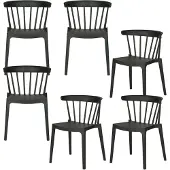 Woood Bliss Tuinstoelen - Kunststof - Zwart - Set van 6