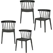 Woood Bliss Tuinstoelen - Kunststof - Zwart - Set van 4