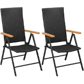 Syfax Stapelbare klapstoelen (2 stuks) van zwart polyrotan