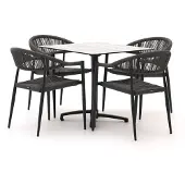 Manifesto furniture + 10% kassakorting | Manifesto Belpasso/Canzo 80cm dining tuinset 5-delig stapelbaar inklapbaar