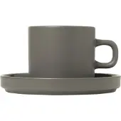 Blomus Koffiekop & Schotel Pilar Pewter (2-delig)