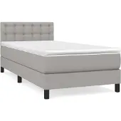 Syfax Boxspring met matras stof lichtgrijs 100x200 cm