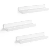 Songmics Zwevende planken set van 3, Wit / 10 x 38 x 5 cm