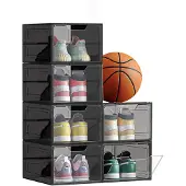 Songmics Doorzichtige schoenenorganisatoren met deur, Zwart / 12