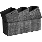 Songmics Opbergdozen set van 6 van non-woven stof met handvat, Zwart gevlekt / 33 x 33 x 33 cm