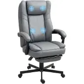 HOMCOM -Bürostuhl mit Massagefunktion-Mikrofaser-Stoff, Schaumstoff-69L x 64B x 112-120H cm-Grau
