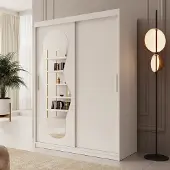 Meubella - Kledingkast Ulysses - Wit - 150 cm - Met spiegel