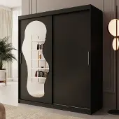 Meubella - Kledingkast Ulysses - Zwart - 180 cm - Met spiegel
