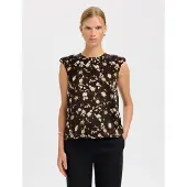 Selected Blouse donkerbruin / wit