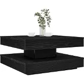 vidaXL Salontafel 360 graden draaibaar 70x70x34,5 cm zwart