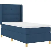vidaXL Boxspring bed met LED-stripverlichting Blauw 90 x 190 cm Stof
